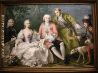 il cantante farinelli con amici, 1750-52 circa