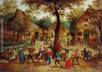 Village Scene with Dance around the May Pole