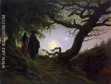 Man and woman contemplating the moon