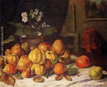 Still Life Apples, Pears and Flowers on a Table, Saint Pel