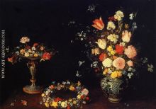 Still Life with a Cop, a Crown of Flowers and a bouquet of F