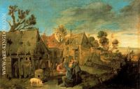 Village Scene with Men drinking 1631-1635