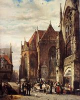 Many Figures On The Market Square In Front Of The Martinikirche Braunschweig