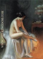 A nude by firelight