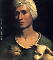 Portrait Of A Young Man With A Dog And A Cat