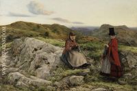 Welsh Landscape with Two Women Knitting, 1860