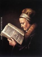 Old Woman Reading a Bible