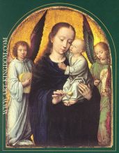 Mary and Child with two Angels Making Music