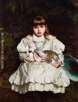 Portrait of a Young Girl Holding a Pet Rabbit