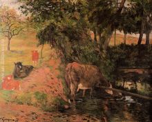 Landscape with Cows in an Orchard