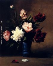 Peonies In A Blue Vase