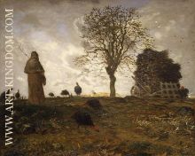 Autumn Landscape with a Flock of Turkeys