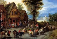 A Village Street With The Holy Family Arriving At An Inn