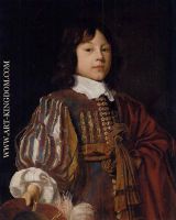 Portrait of a young gentleman in a burgundy doublet with slashed sleeves and a sash a 