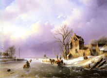 Winter landscape With Figures On A Frozen River