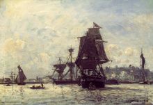 Sailing Ships at Honfleur