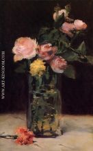 Roses in a Glass Vase