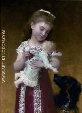 Young Girl and Her Dolls