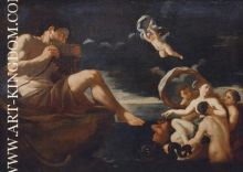 Galatea mit ihren Begleiterinnen vor Polyphem