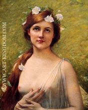 Young Woman with Morning Glories in Her Hair