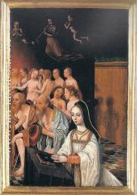 Kneeling female donor with the redeemed of the Old Testament