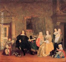 The family of Jan Jacobsz Hinlopen just before the youngest and his wife Leonora Huydecoper van Maarsseveen