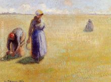 Three Women Cutting Grass