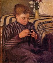 Young Girl Mending Her Stockings