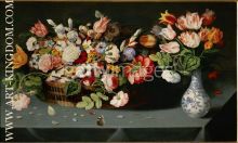 Still-life with flowers and butterflies...