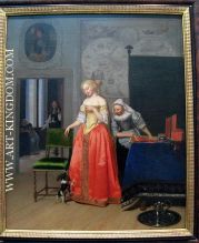 Lady with Servant and Dog