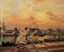 Boats, Sunset, Rouen