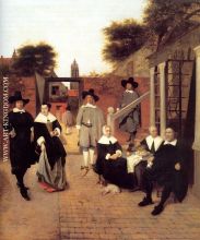 Portrait of a Family in a Courtyard in Delft