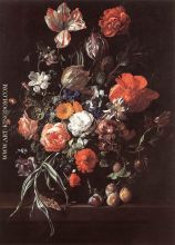 Still Life with Bouquet of Flowers and Plums