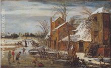 Winter scene with skaters