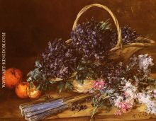 A Still Life With A Basket Of Flowers
