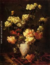 Peonies and Apple Blossoms in a Chinese Vase