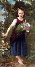 A Young Girl Holding Flowers